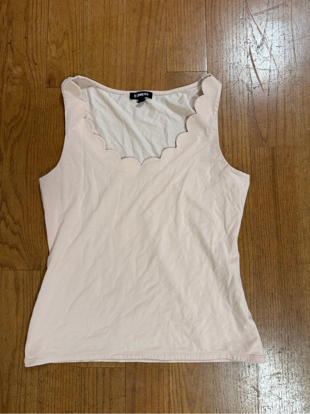 Express Peach Scalloped-Neck Tank Top MEDIUM, Pink